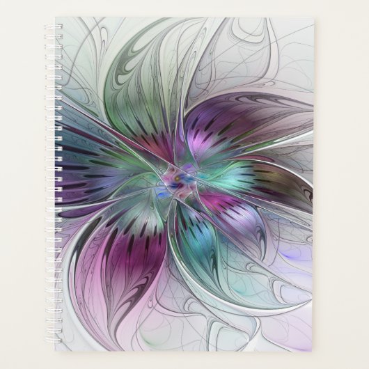 Kleurrijke Abstracte Bloem Moderne Bloemrijke Frac Planner (Voorkant)