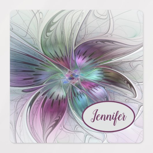 Kleurrijke Abstracte Bloem Moderne Fractal Art Naa Labels (Design 1)