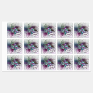 Kleurrijke Abstracte Bloem Moderne Fractal Art Naa Labels