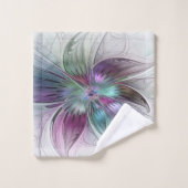 Kleurrijke Abstracte bloem Moderne fractale kunst Bad Handdoek (Wasdoekje)