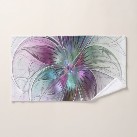 Kleurrijke Abstracte bloem Moderne fractale kunst Bad Handdoek (Handdoek)