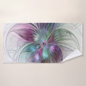 Kleurrijke Abstracte bloem Moderne fractale kunst Badhanddoek (Badhanddoek)