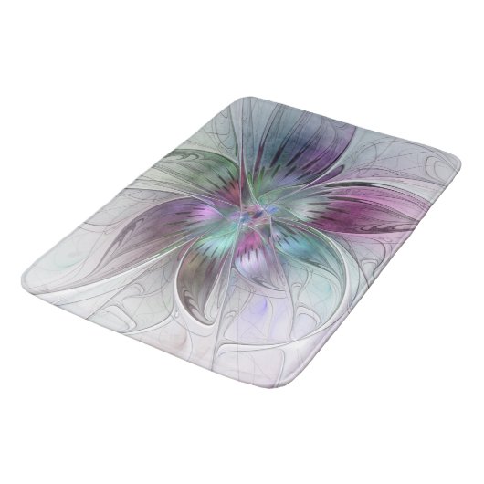 Kleurrijke Abstracte bloem Moderne fractale kunst Badmat (Gekanteld)