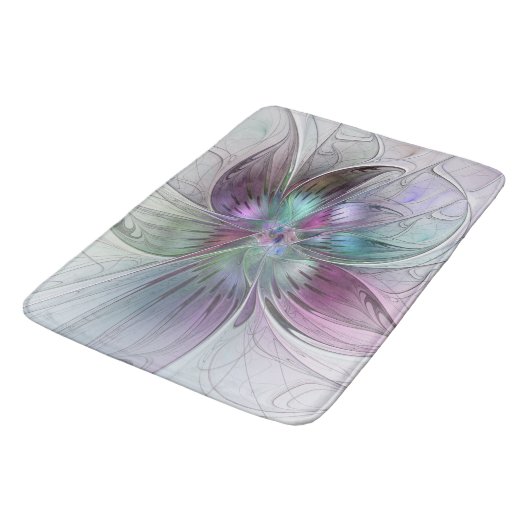 Kleurrijke Abstracte bloem Moderne fractale kunst Badmat (Gekanteld)