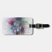 Kleurrijke Abstracte bloem Moderne fractale kunst Bagagelabel (Voorkant horizontaal)