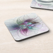 Kleurrijke Abstracte bloem Moderne fractale kunst Bier Onderzetter (Linkerzijde)