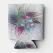 Kleurrijke Abstracte bloem Moderne fractale kunst Blikjeskoeler (Voorkant)