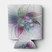 Kleurrijke Abstracte bloem Moderne fractale kunst Blikjeskoeler (Achterkant)