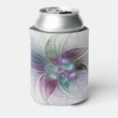 Kleurrijke Abstracte bloem Moderne fractale kunst Blikjeskoeler (Blikje Achterkant)