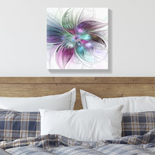 Kleurrijke Abstracte bloem Moderne fractale kunst Canvas Afdruk (Insitu (Slaapkamer))