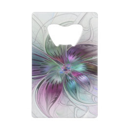 Kleurrijke Abstracte bloem Moderne fractale kunst Creditkaart Flessenopener
