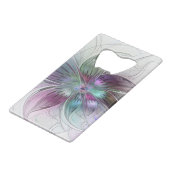 Kleurrijke Abstracte bloem Moderne fractale kunst Creditkaart Flessenopener (Achterkant Gekanteld)