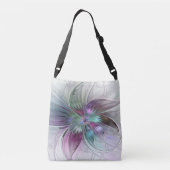 Kleurrijke Abstracte bloem Moderne fractale kunst Crossbody Tas (Achterkant)
