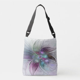 Kleurrijke Abstracte bloem Moderne fractale kunst Crossbody Tas