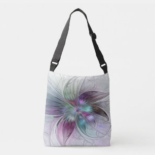 Kleurrijke Abstracte bloem Moderne fractale kunst Crossbody Tas