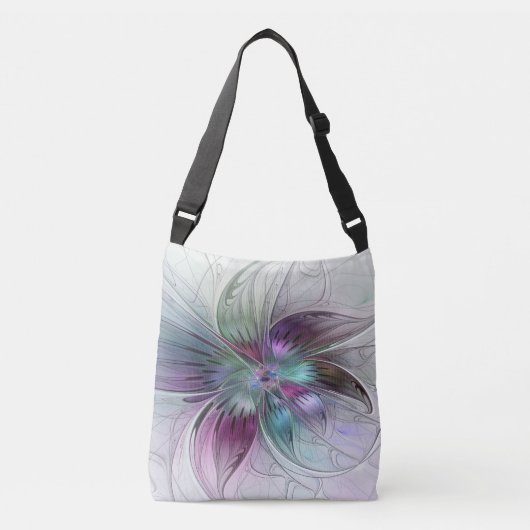 Kleurrijke Abstracte bloem Moderne fractale kunst Crossbody Tas (Voorkant)