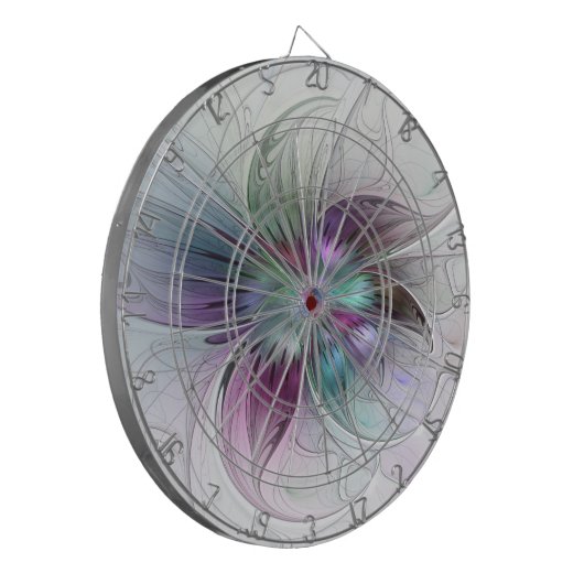Kleurrijke Abstracte bloem Moderne fractale kunst Dartbord (Voorkant Links)
