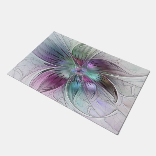 Kleurrijke Abstracte bloem Moderne fractale kunst Deurmat (Schuin)