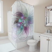 Kleurrijke Abstracte bloem Moderne fractale kunst Douchegordijn (In situ)