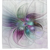 Kleurrijke Abstracte bloem Moderne fractale kunst Douchegordijn (Voorkant)