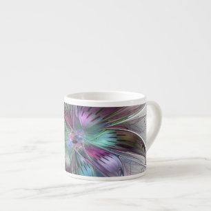 Kleurrijke Abstracte bloem Moderne fractale kunst Espresso Kop