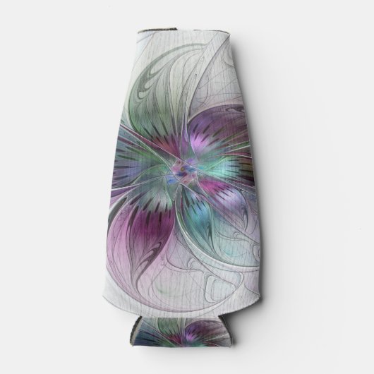 Kleurrijke Abstracte bloem Moderne fractale kunst Flesjeskoeler (Voorkant)