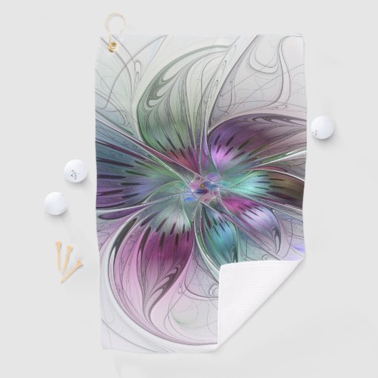 Kleurrijke Abstracte bloem Moderne fractale kunst Golfhanddoek (Insitu)