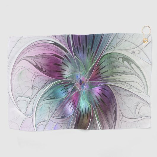 Kleurrijke Abstracte bloem Moderne fractale kunst Golfhanddoek (Horizontaal)