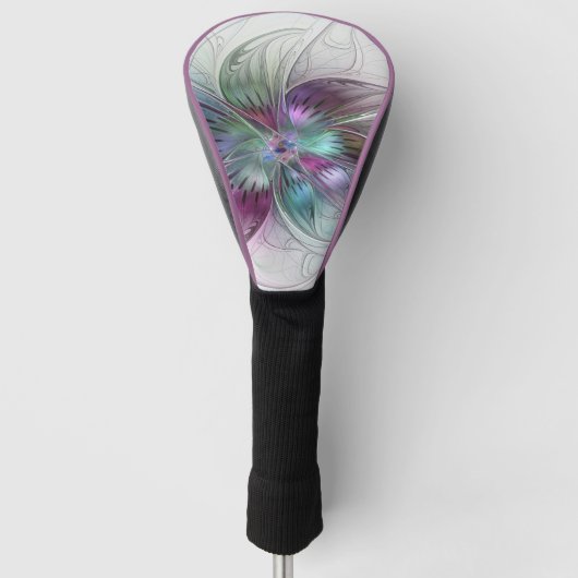 Kleurrijke Abstracte bloem Moderne fractale kunst Golfheadcover (Voorkant)