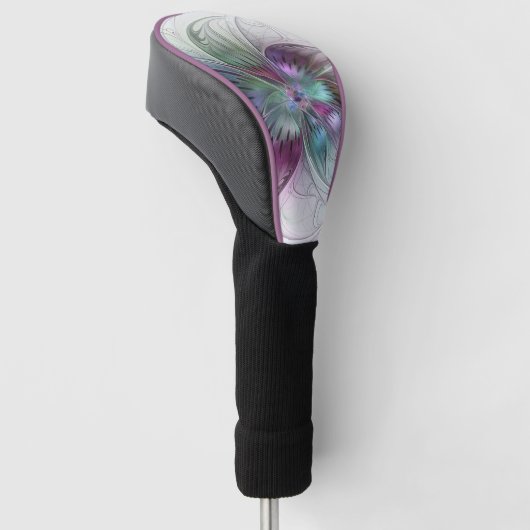 Kleurrijke Abstracte bloem Moderne fractale kunst Golfheadcover (Schuin)