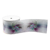 Kleurrijke Abstracte bloem Moderne fractale kunst Grosgrain Lint (Spoel)