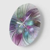 Kleurrijke Abstracte bloem Moderne fractale kunst Grote Klok (Hoek)