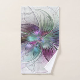 Kleurrijke Abstracte bloem Moderne fractale kunst Handdoek
