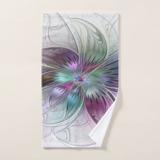 Kleurrijke Abstracte bloem Moderne fractale kunst Handdoek (Handdoek)