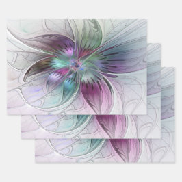 Kleurrijke Abstracte bloem Moderne fractale kunst Inpakpapier Vel