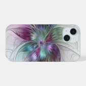 Kleurrijke Abstracte bloem Moderne fractale kunst iPhone 15 Case (Achterkant horizontaal)