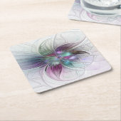 Kleurrijke Abstracte bloem Moderne fractale kunst Kartonnen Onderzetters (Schuin)