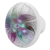 Kleurrijke Abstracte bloem Moderne fractale kunst Keramische Knop (Rechts)