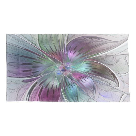 Kleurrijke Abstracte bloem Moderne fractale kunst Kussensloop (Achterkant)