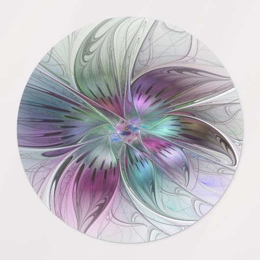 Kleurrijke Abstracte bloem Moderne fractale kunst Labels (Design 2)