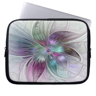 Kleurrijke Abstracte bloem Moderne fractale kunst Laptop Sleeve