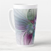 Kleurrijke Abstracte bloem Moderne fractale kunst Latte Mok (Linkerhoek)