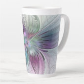 Kleurrijke Abstracte bloem Moderne fractale kunst Latte Mok (Rechterhoek)