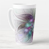 Kleurrijke Abstracte bloem Moderne fractale kunst Latte Mok (Linkerhoek)