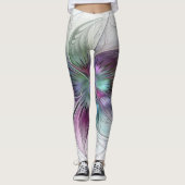 Kleurrijke Abstracte bloem Moderne fractale kunst Leggings (Voorkant)