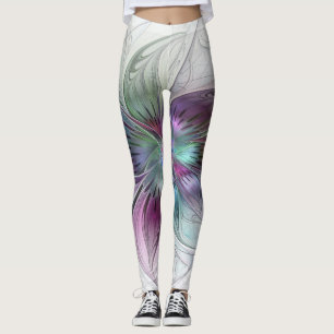 Kleurrijke Abstracte bloem Moderne fractale kunst Leggings