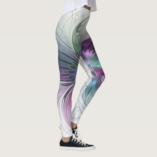 Kleurrijke Abstracte bloem Moderne fractale kunst Leggings (Rechts)