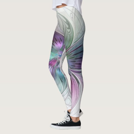 Kleurrijke Abstracte bloem Moderne fractale kunst Leggings (Links)