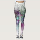 Kleurrijke Abstracte bloem Moderne fractale kunst Leggings (Voorkant)