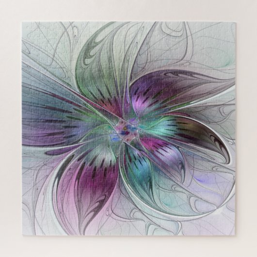 Kleurrijke Abstracte bloem Moderne fractale kunst Legpuzzel (Verticaal)